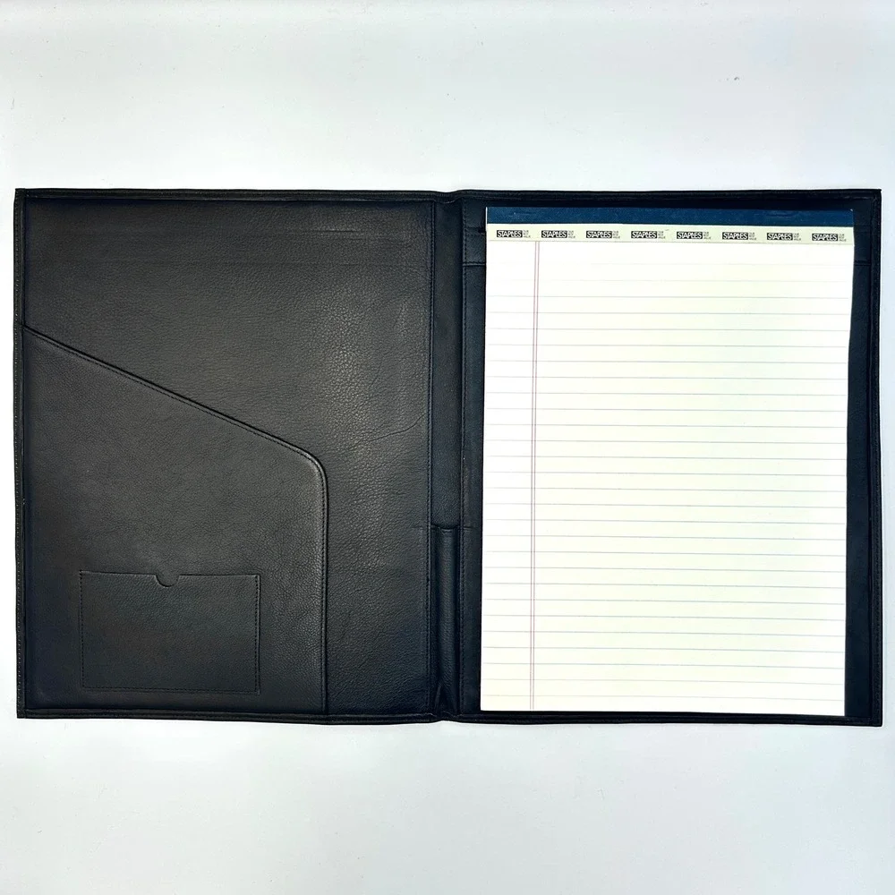 Vintage NYNEX‎ Black Faux Leather Portfolio Padfolio 90s Office Business Meeting